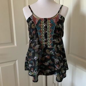 Cute Embroidered Front Tank Top Sz Small